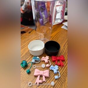 Cup and colorful Bow, Charm, and boot set